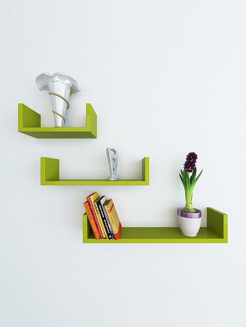 home decornation u-shaped floating wall shelf, set of 3-green - 14774441 - Very Small Image - 1