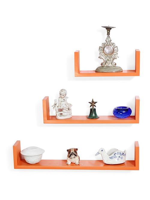 home decornation u-shaped floating wall shelf, set of 3-orange - 14774442 - Very Small Image - 1