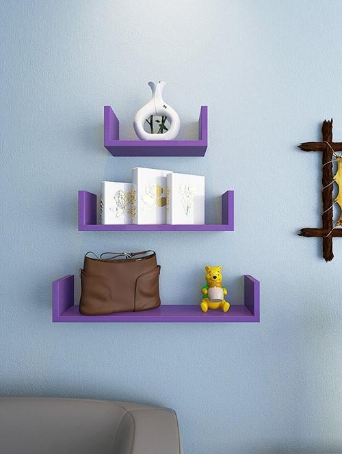 home decornation u-shaped floating wall shelf, set of 3-purple - 14774444 - Very Small Image - 1