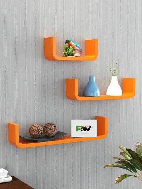 home decornation u-shaped round coner floating wall shelf, set of 3-orange - 14774452 - Very Small Image - 1