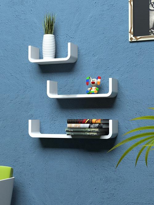 home décor nation u - sheped round coner floating wall shelf set-3 white - 14774456 - Very Small Image - 1