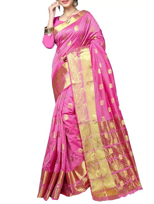 pink banarasi saree with blouse - 14774503 - Very Small Image - 1