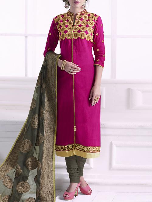 embroidered unstitched churidaar suit - 14776146 - Very Small Image - 1