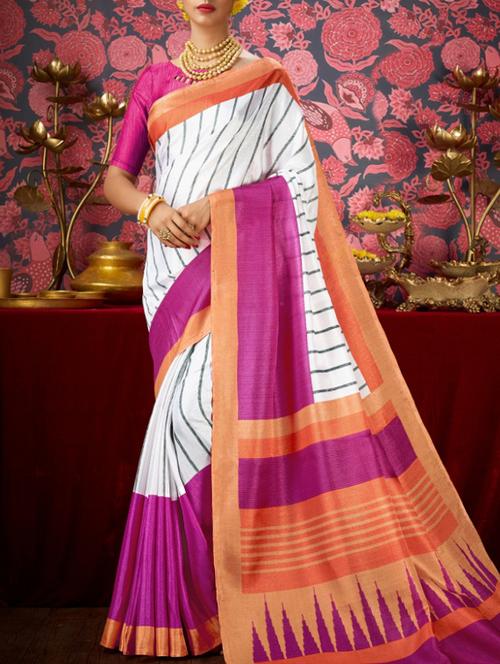 multi colored khadi printed saree with blouse - 14776416 - Very Small Image - 1