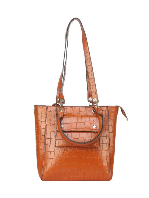 brown leatherette regular handbag - 14777140 - Very Small Image - 1