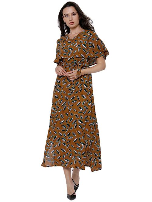 leaf print layered belted dress - 14777549 - Very Small Image - 1