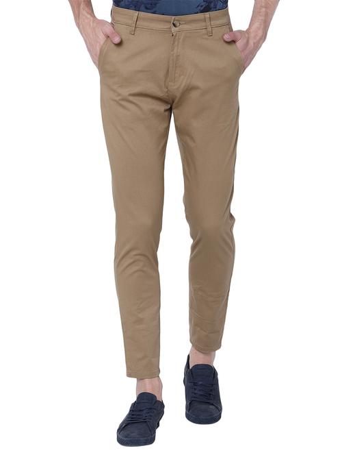 beige cotton blend chinos casual trousers - 14777750 - Very Small Image - 1