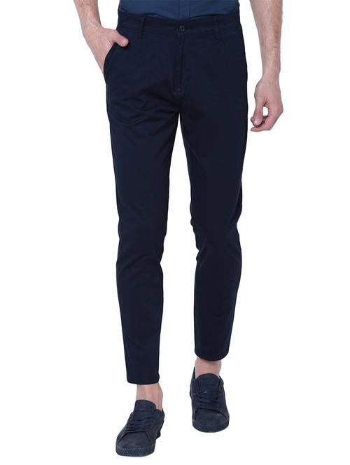 dark blue cotton blend chinos casual trousers - 14777751 - Very Small Image - 1