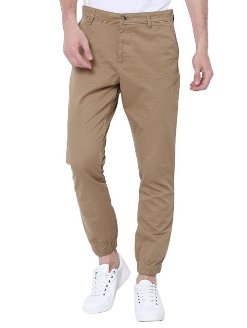 beige cotton blend jogger - 14777755 - Very Small Image - 1