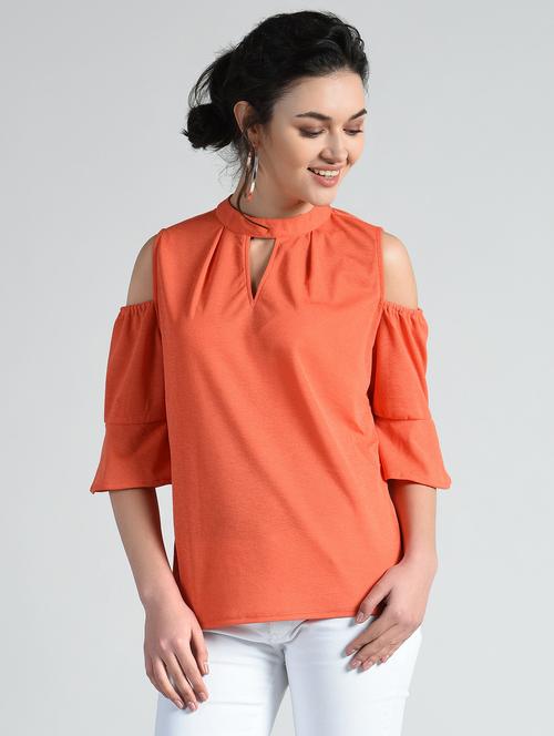 orange cold shoulder top - 14778852 - Very Small Image - 1