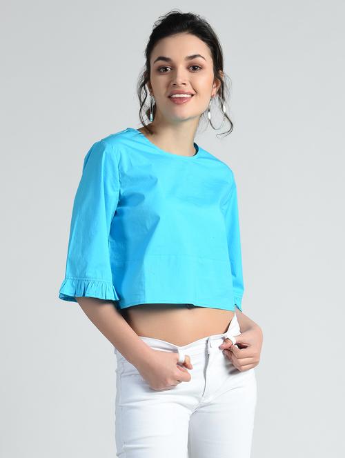 back button ruffle detailing crop top - 14778855 - Very Small Image - 1