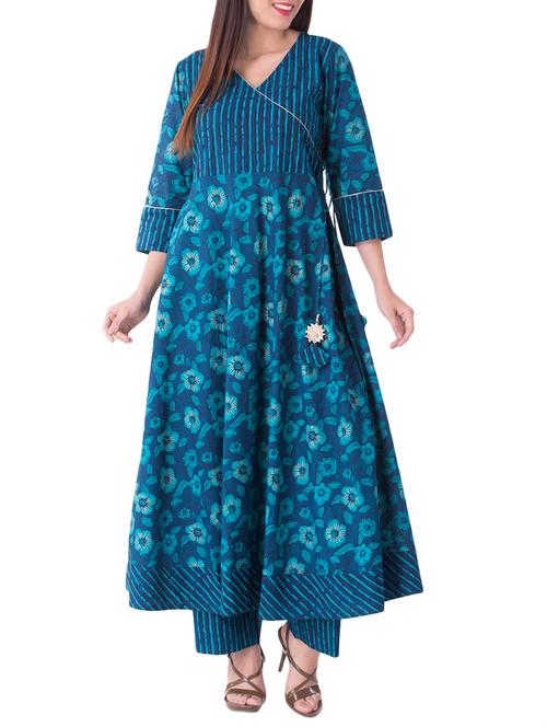 printed angrakha kurta with palazzo set - 14778983 - Very Small Image - 1