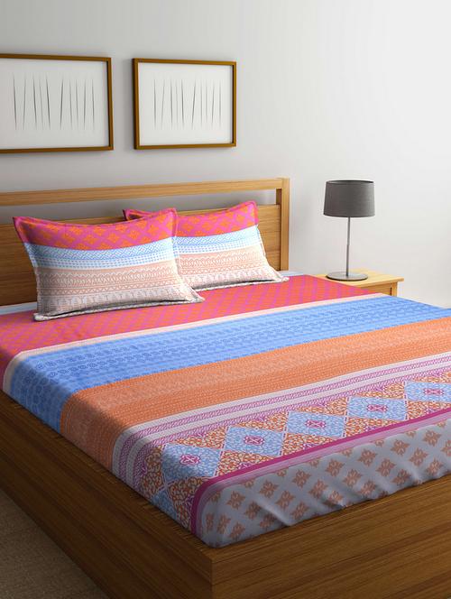 cotton printed king size bed sheet with 2 pillow covers - 14779535 - Very Small Image - 1
