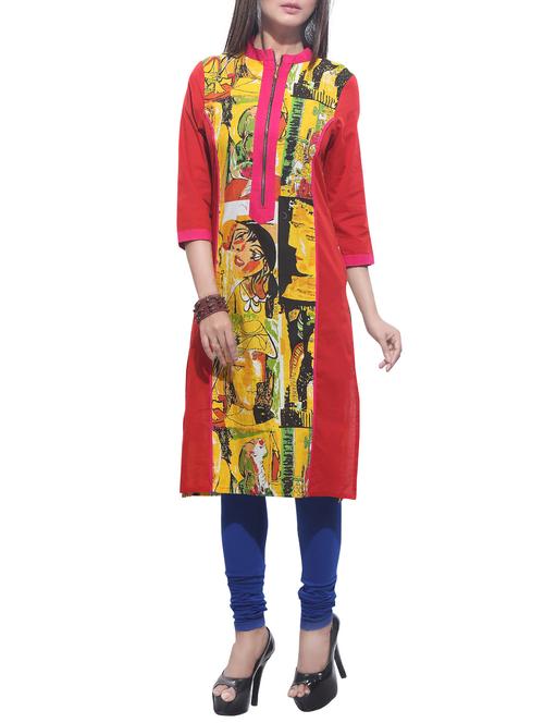 yellow cotton straight kurta - 14779545 - Very Small Image - 1