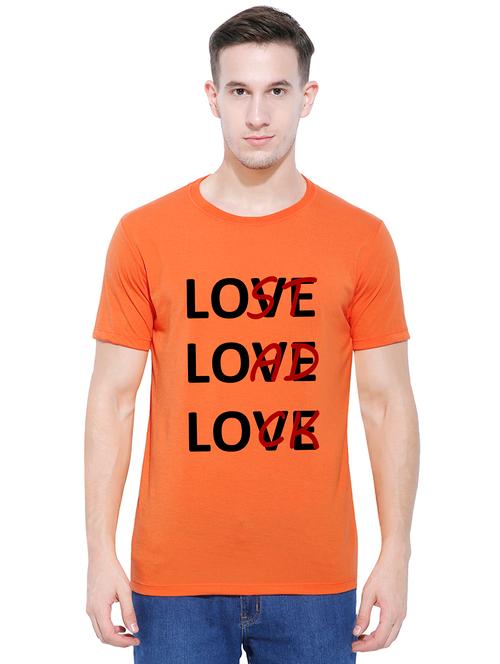 orange cotton chest print t-shirt - 14779582 - Very Small Image - 1