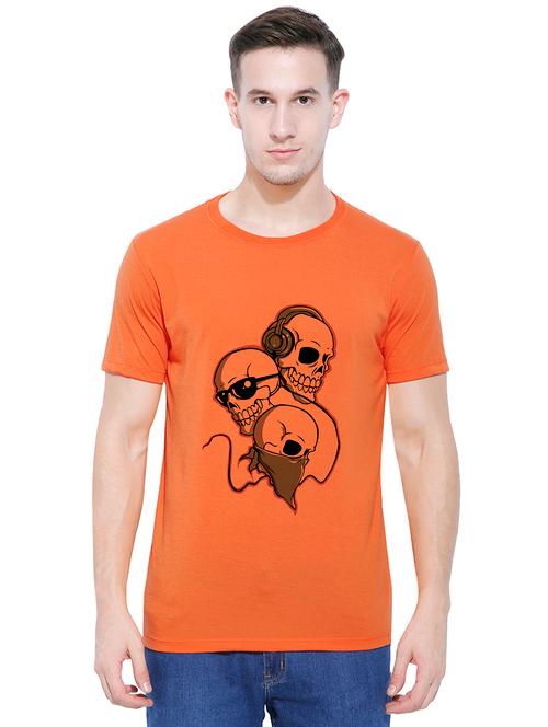 orange cotton chest print t-shirt - 14779589 - Very Small Image - 1