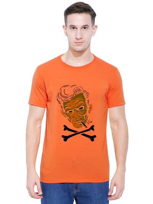 orange cotton chest print tshirt - 14779596 - Very Small Image - 1