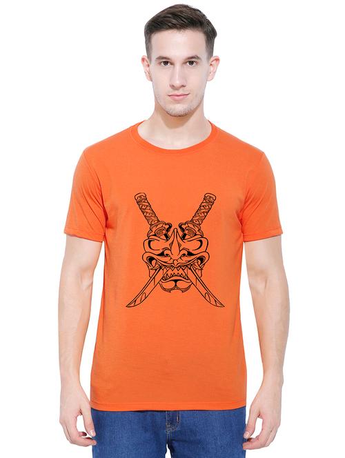 orange cotton chest print tshirt - 14779610 - Very Small Image - 1