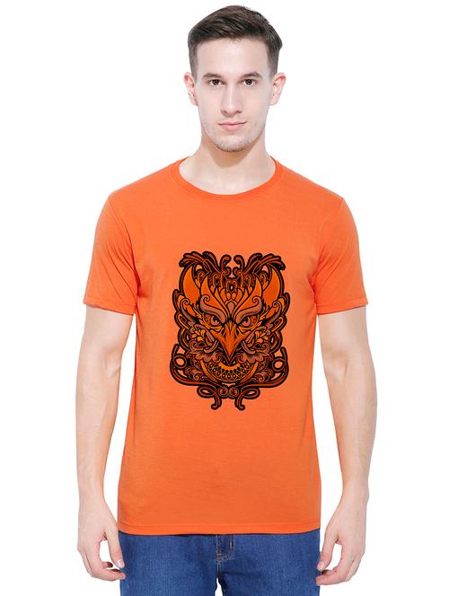 orange cotton chest print tshirt - 14779666 - Very Small Image - 1