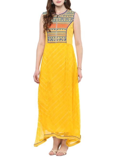 yoke embroidered a-line kurta - 14780500 - Very Small Image - 1