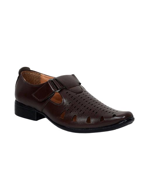 brown leatherette slip on sandal - 14781023 - Very Small Image - 1