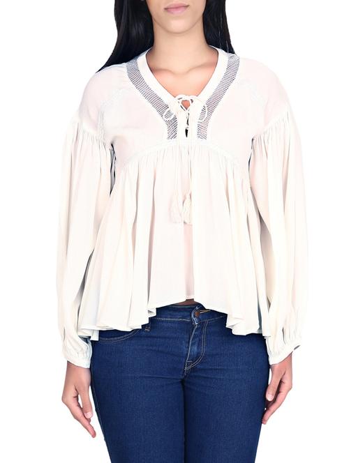 white viscose regular top - 14781120 - Very Small Image - 1