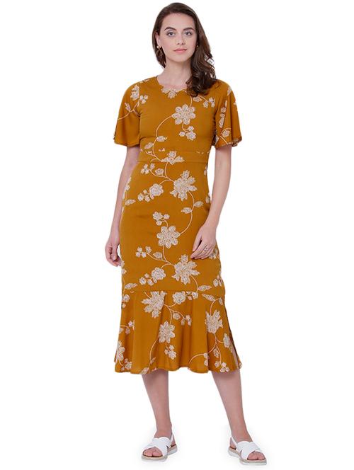 yellow printed pephem dress - 14782566 - Very Small Image - 1