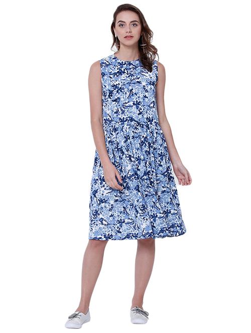 blue fit & flare dress - 14782573 - Very Small Image - 1