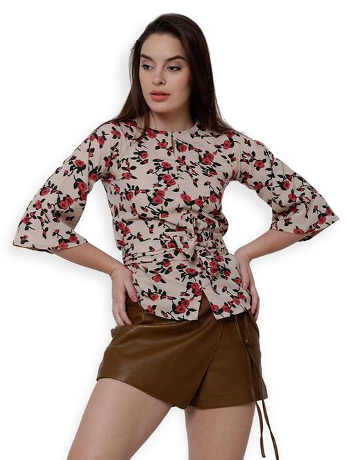 bell sleeved floral belted top - 14782589 - Very Small Image - 1