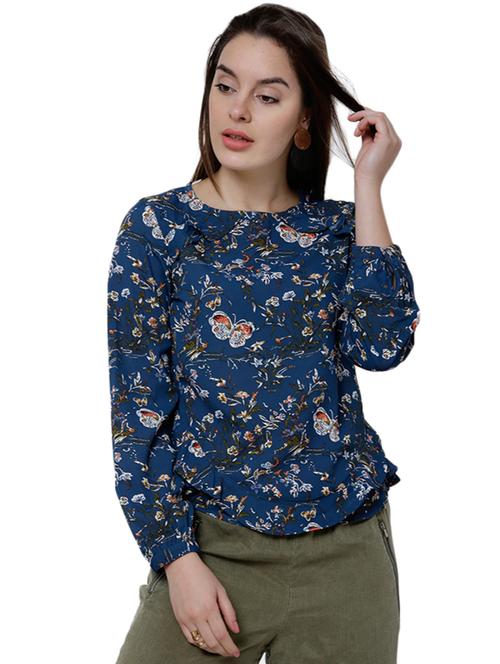 floral ruffle detail top - 14782594 - Very Small Image - 1