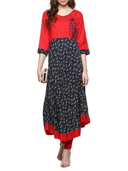 blue rayon angrakha kurta - 14782642 - Very Small Image - 1