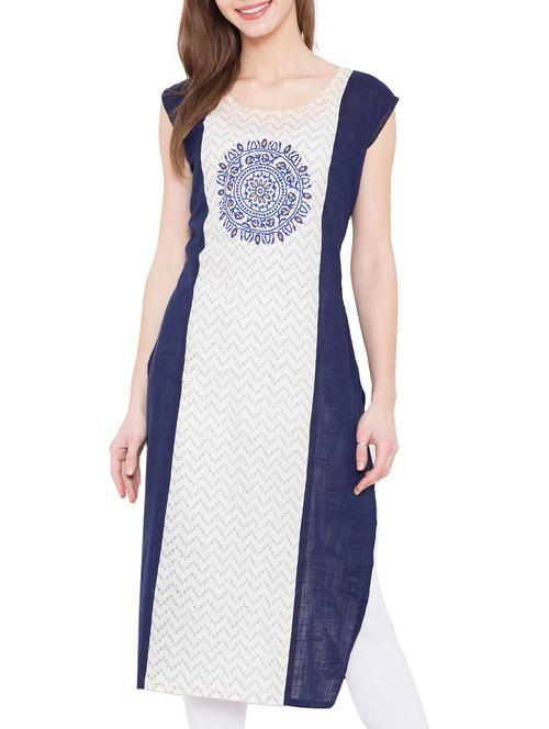white cotton straight kurta - 14782647 - Very Small Image - 1