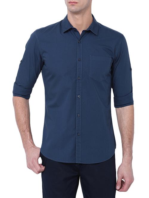 dark blue cotton casual shirt - 14782804 - Very Small Image - 1