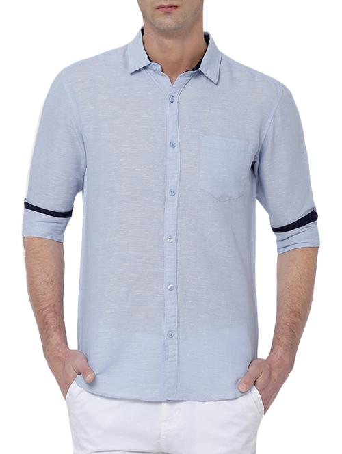 light blue cotton blend casual shirt - 14782835 - Very Small Image - 1
