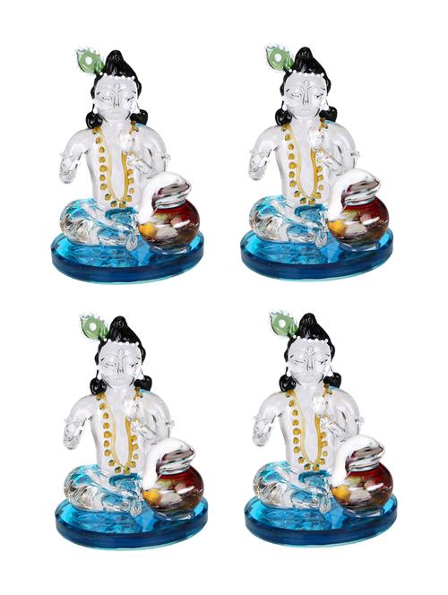 somil crystal glass charming natkhat kanha eating butter from pitcher with five finger - a shining showpiece colorful (set of 4) - 14789647 - Very Small Image - 1