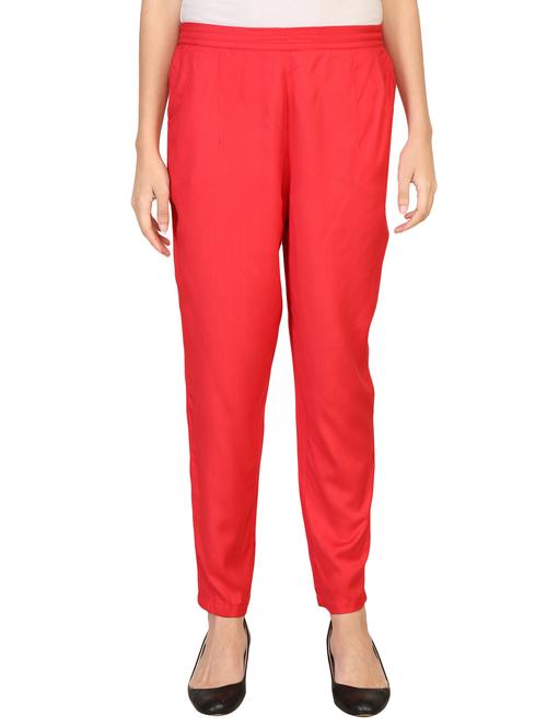 orange rayon flat front trouser - 14789652 - Very Small Image - 1