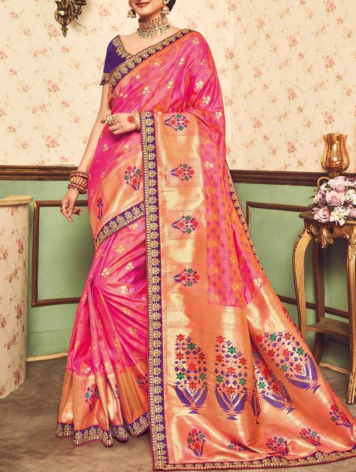 jacquard woven saree with blouse - 14789690 - Very Small Image - 1