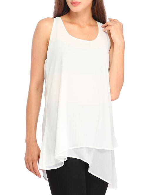 solid white layered tunic - 14789732 - Very Small Image - 1