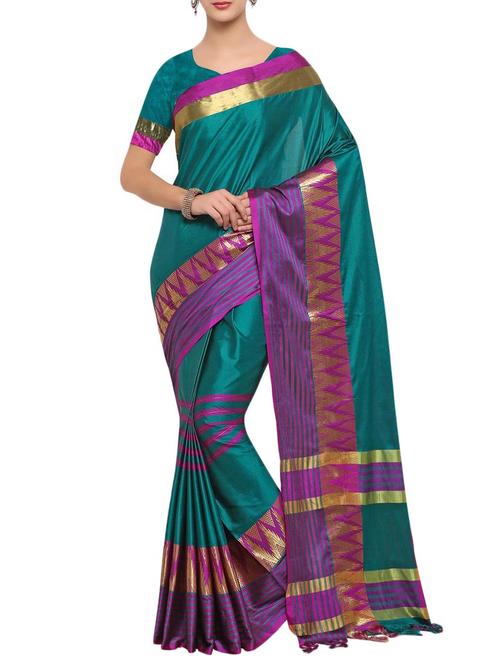 stripes woven saree with blouse - 14792178 - Very Small Image - 1