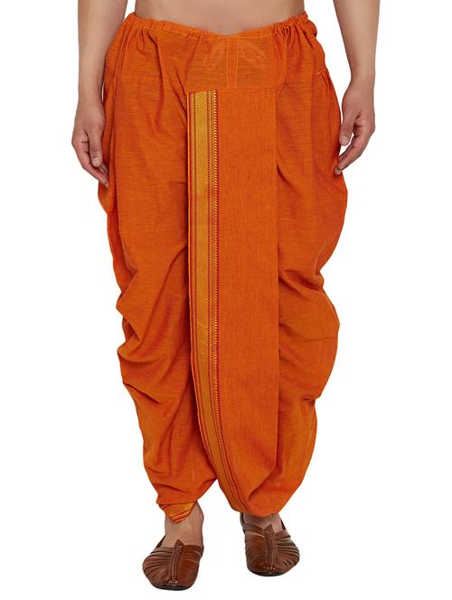 orange cotton dhoti - 14794010 - Very Small Image - 1