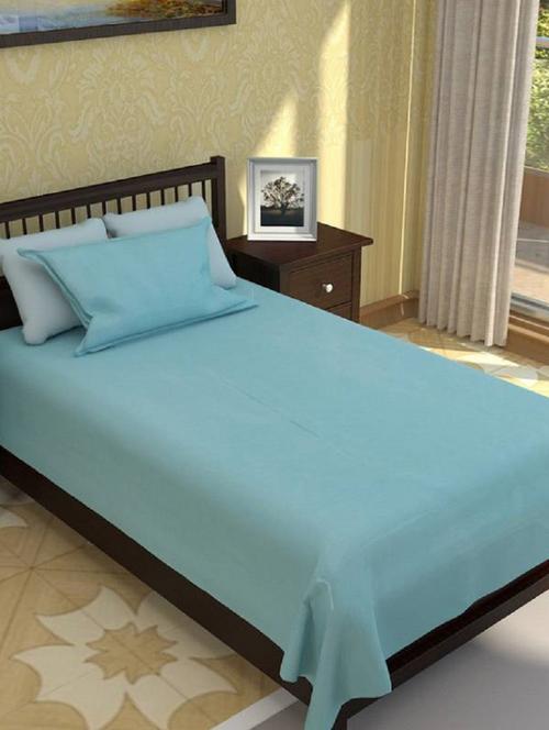 plain 250 tc cotton single bedsheet with 1 pillow cover - 14794648 - Very Small Image - 1