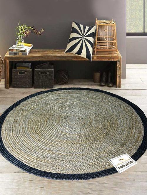 jute braided area rug 3 feet round in gray, handmade by skilled artisans, 100% natural ecofriendly - 14795217 - Very Small Image - 1