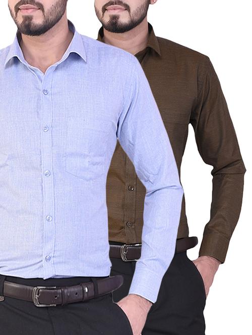 multi colored cotton formal shirt (set of 2) - 14795526 - Very Small Image - 1