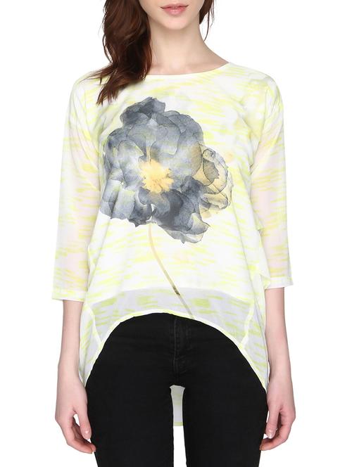 yellow printed asymmetrical chiffon tunic - 14795648 - Very Small Image - 1