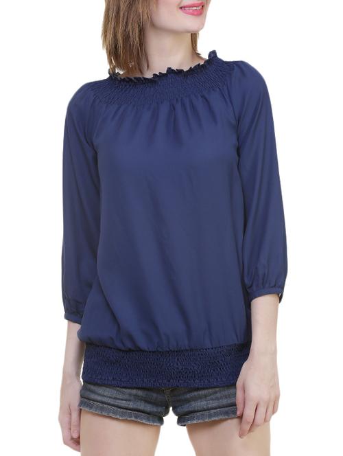 blue georgette blouson top - 14797162 - Very Small Image - 1
