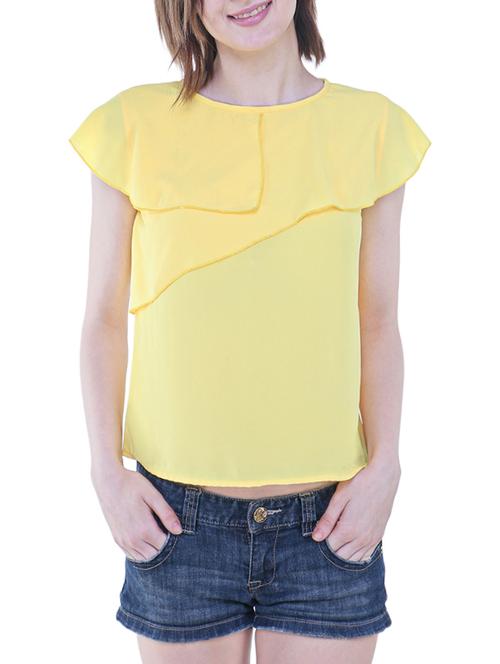 yellow georgette layered top - 14797178 - Very Small Image - 1