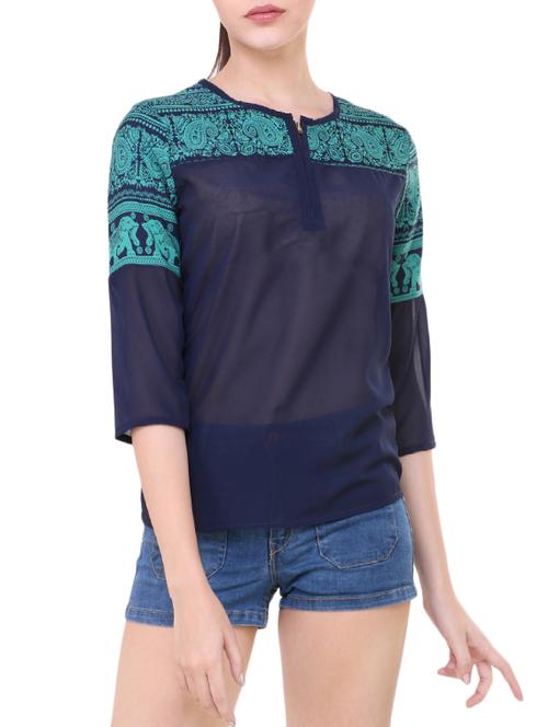 zipper detail printed top - 14797181 - Very Small Image - 1