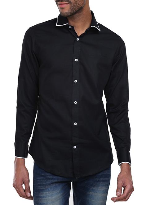 black cotton casual shirt - 14797732 - Very Small Image - 1