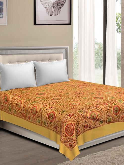 leaf/jalebi cut work cotton double bedsheet - 14798430 - Very Small Image - 1