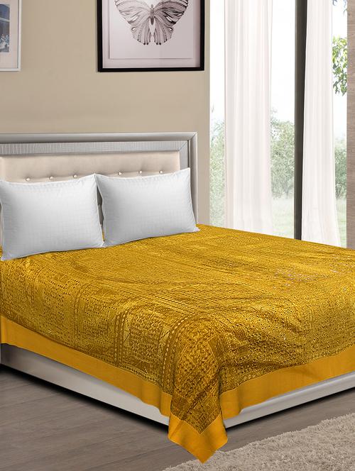 leaf/jalebi cut work cotton double bedsheet - 14798434 - Very Small Image - 1